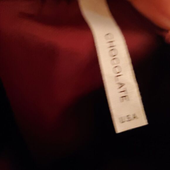 Velvet Print Mini Dress Burgundy Black Zip Up Back By CHOCOLATE USA - Picture 6 of 6